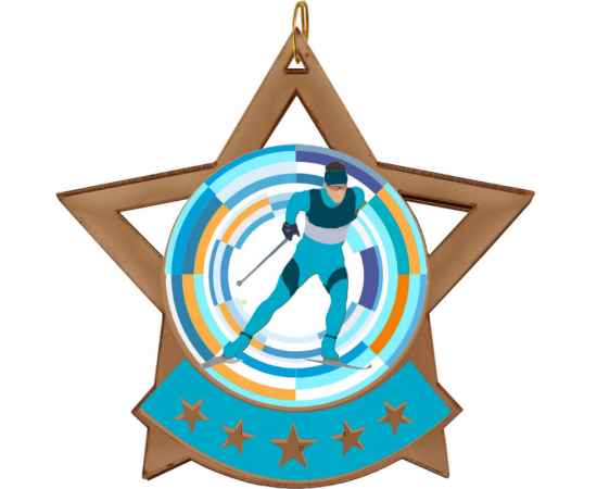 2868-015 Акриловая медаль лыжный спорт, бронза, Цвет: Бронза, изображение 2
