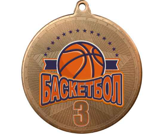 3614-105 Медаль Баскетбол с УФ печатью, бронза, Цвет: Бронза, изображение 2