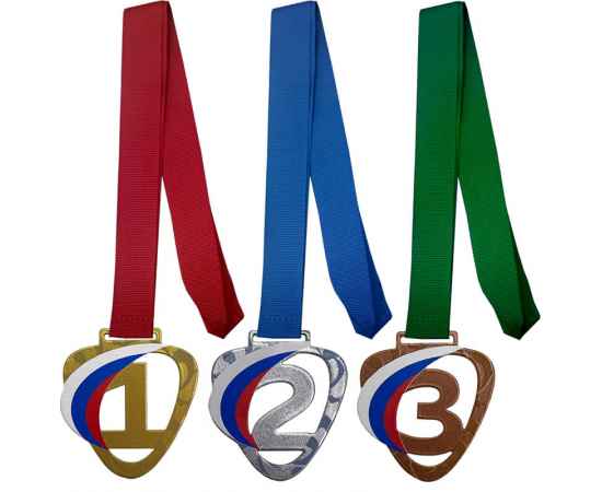 Комплект медалей Зореслав 1,2,3 место с цветными лентами, изображение 3
