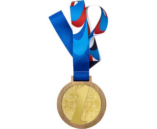 Деревянная медаль с лентой 1 место (золото), золото, изображение 2