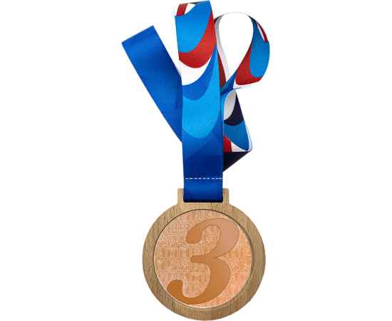 Деревянная медаль с лентой 3 место (бронза), бронза, изображение 2