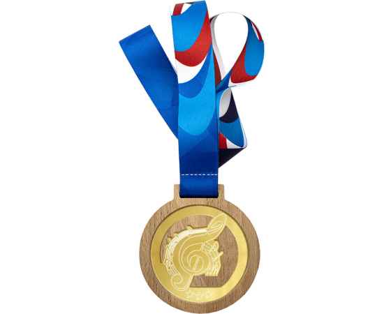 Деревянная медаль с лентой Музыка, золото, изображение 2