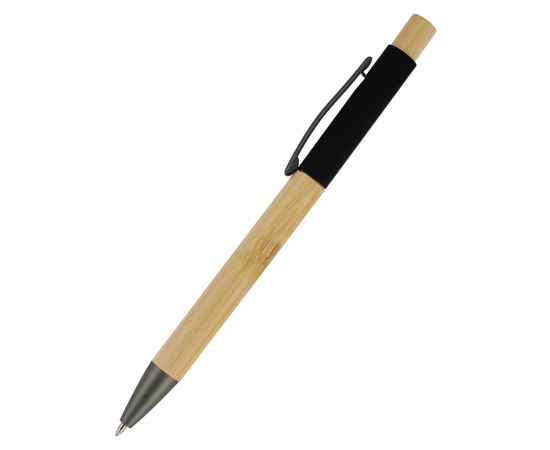 Ручка &quot;Авалон&quot; с корпусом из бамбука и софт-тач вставкой, черный, Цвет: черный, изображение 3