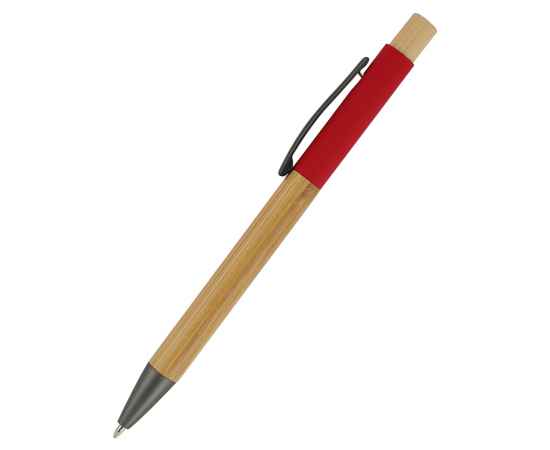 Ручка &quot;Авалон&quot; с корпусом из бамбука и софт-тач вставкой, красный, Цвет: красный, изображение 3