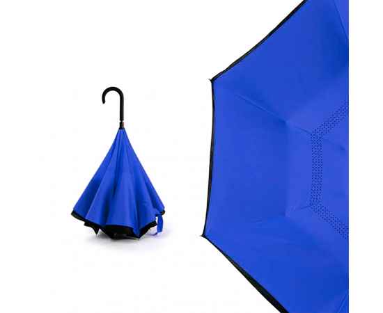 Зонт-трость механический  Chaplin, черно-синий, Цвет: черно-синий, изображение 2