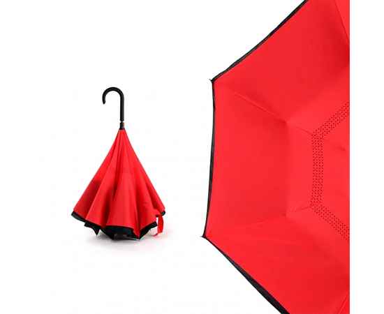Зонт-трость механический  Chaplin, черно-красный, Цвет: черно-красный, изображение 2