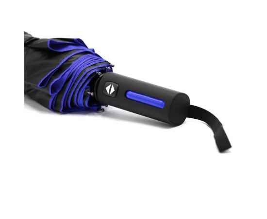 Автоматический противоштормовой складной зонт Sherp, синий, Цвет: синий, изображение 2