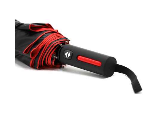 Автоматический противоштормовой складной зонт Sherp, красный, Цвет: красный, изображение 2