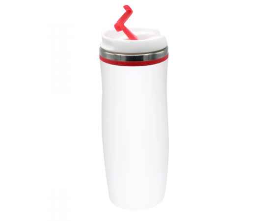 Термокружка Latte, бело-красный, Цвет: красный, Объем: 420 мл, изображение 2
