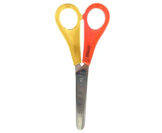 Ножницы для левши Brunnen Heyda, закругленные концы, пластик, нержавеющая сталь, 13 см Желтый/красный, Цвет: Желтый/красный