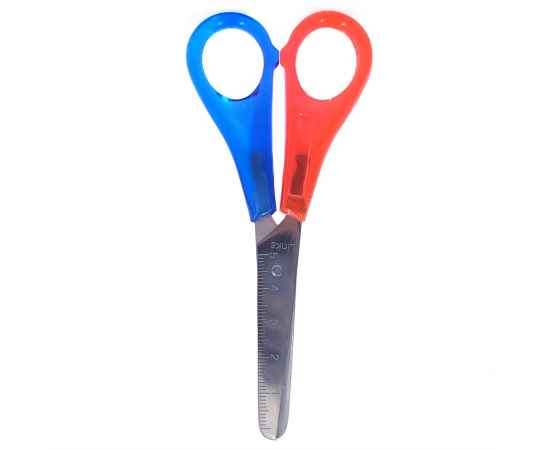 Ножницы для левши Brunnen Heyda, закругленные концы, пластик, нержавеющая сталь, 13 см Синий/красный, Цвет: Синий/красный