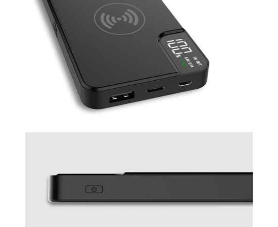 Внешний аккумулятор gPro QI, с беспроводной зарядкой 10000 mAh, черный, Цвет: черный, изображение 4