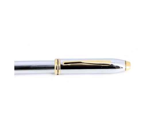 Перьевая ручка Cross Townsend. Цвет - серебристый с золотистой отделкой., изображение 2