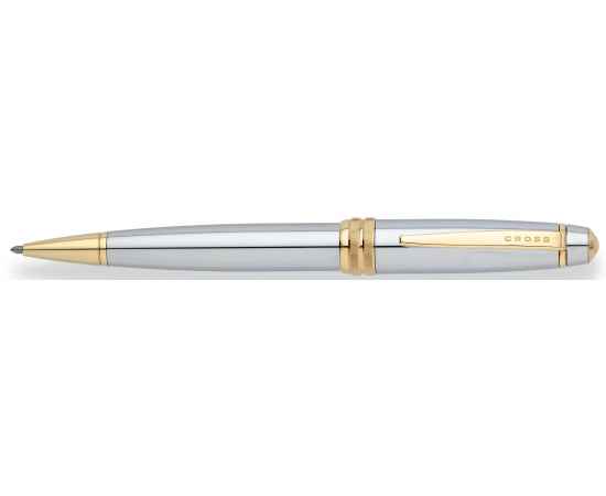 Шариковая ручка Cross Bailey. Цвет - серебристый с золотистой отделкой., изображение 2