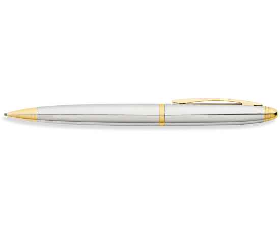 Набор FranklinCovey Lexington: шариковая ручка и карандаш 0.9мм. Цвет - хромовый с золотистой отделк, изображение 2