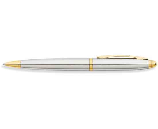 Шариковая ручка FranklinCovey Lexington. Цвет - хромовый с золотистой отделкой., изображение 2