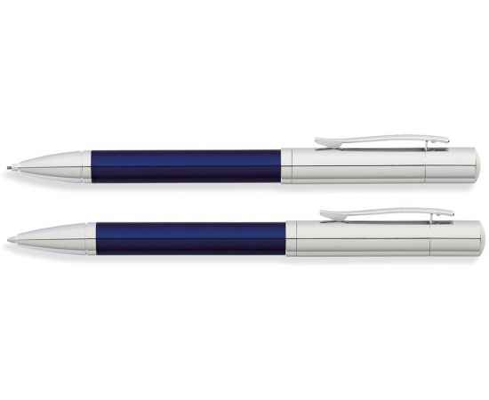 Набор FranklinCovey Greenwich: шариковая ручка и карандаш 0.9мм. Цвет - синий + хромовый., изображение 2