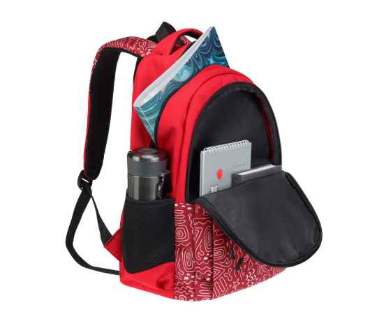 Рюкзак TORBER CLASS X, красный с орнаментом, полиэстер 900D, 45 x 30 x 18 см, изображение 6