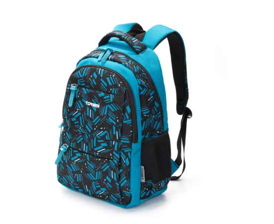 Рюкзак TORBER CLASS X, голубой с орнаментом, полиэстер, 45 x 30 x 18 см, изображение 2