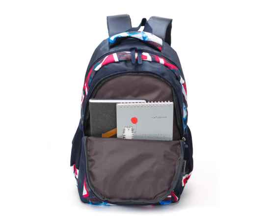 Рюкзак TORBER CLASS X, темно-синий с розовым орнаментом, полиэстер, 45 x 30 x 18 см, изображение 5