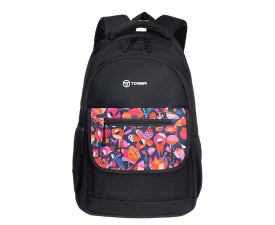 Рюкзак TORBER CLASS X, чёрный с орнаментом, 45 x 30 x 18 см + Мешок для сменной обуви в подарок!, изображение 2