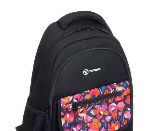 Рюкзак TORBER CLASS X, чёрный с орнаментом, 45 x 30 x 18 см + Мешок для сменной обуви в подарок!, изображение 9