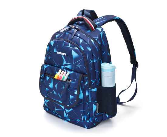 Рюкзак TORBER CLASS X, темно-синий с орнаментом, полиэстер, 45 x 30 x 18 см, изображение 6