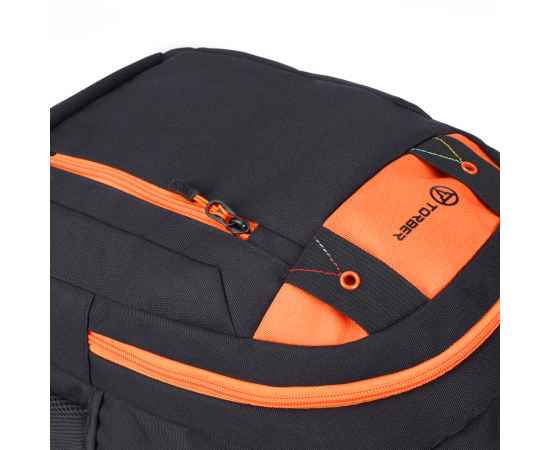 Рюкзак TORBER CLASS X, черный с оранжевой вставкой, полиэстер 900D, 45 x 32 x 16 см, изображение 7