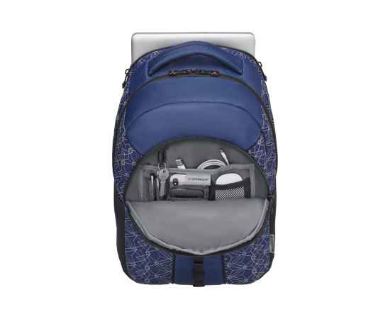 Рюкзак WENGER Sun 16'', синий со светоотражающим принтом, полиэстер, 35x27x47 см, 27 л, изображение 4