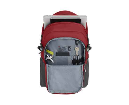Рюкзак WENGER NEXT Ryde 16', красный/антрацит, переработанный ПЭТ/Полиэстер, 32х21х47 см, 26 л., изображение 4