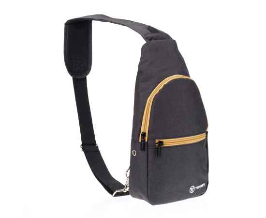 Рюкзак TORBER с одним плечевым ремнем, чёрный/бежевый, полиэстер 300D, 33 х 17 х 6 см, изображение 2