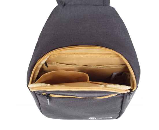 Рюкзак TORBER с одним плечевым ремнем, чёрный/бежевый, полиэстер 300D, 33 х 17 х 6 см, изображение 3
