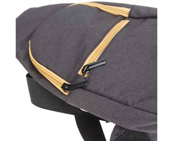 Рюкзак TORBER с одним плечевым ремнем, чёрный/бежевый, полиэстер 300D, 33 х 17 х 6 см, изображение 5