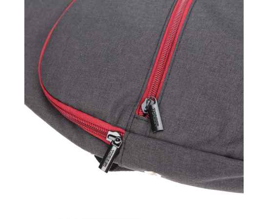 Рюкзак TORBER с одним плечевым ремнем, чёрный/бордовый, полиэстер 300D, 33 х 17 х 6 см, изображение 5