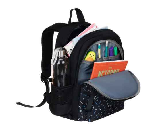 Рюкзак TORBER CLASS X Mini, чёрный/серый с орнаментом, полиэстер 900D + Мешок для обуви в подарок, изображение 6