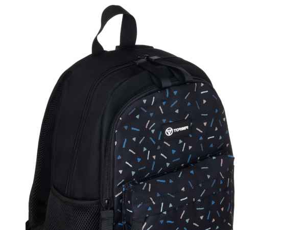 Рюкзак TORBER CLASS X Mini, чёрный/серый с орнаментом, полиэстер 900D + Мешок для обуви в подарок, изображение 8