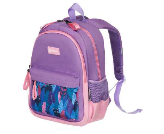 Рюкзак TORBER CLASS X Mini, сиреневый/розовый с орнаментом, полиэстер 900D + Мешок для обуви в подар, изображение 2