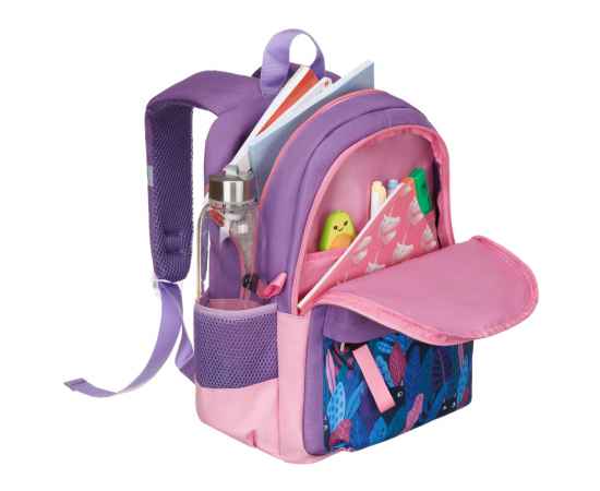 Рюкзак TORBER CLASS X Mini, сиреневый/розовый с орнаментом, полиэстер 900D + Мешок для обуви в подар, изображение 6