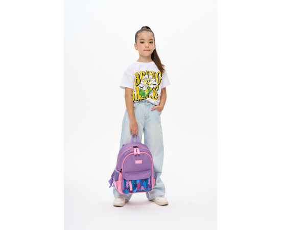 Рюкзак TORBER CLASS X Mini, сиреневый/розовый с орнаментом, полиэстер 900D + Мешок для обуви в подар, изображение 13