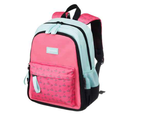Рюкзак TORBER CLASS X Mini, розовый/зелёный с орнаментом, полиэстер 900D + Мешок для обуви в подарок, изображение 2