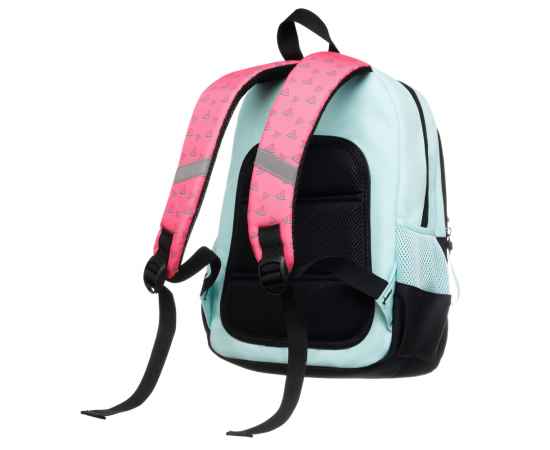 Рюкзак TORBER CLASS X Mini, розовый/зелёный с орнаментом, полиэстер 900D + Мешок для обуви в подарок, изображение 3