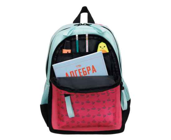 Рюкзак TORBER CLASS X Mini, розовый/зелёный с орнаментом, полиэстер 900D + Мешок для обуви в подарок, изображение 5