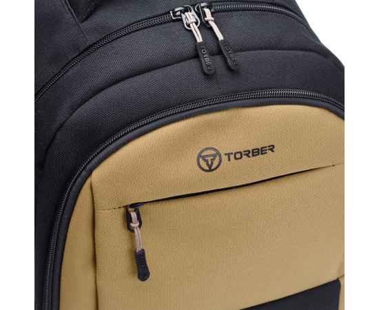 Рюкзак TORBER CLASS X, черно-бежевый, 45 x 30 x 18 см + Мешок для сменной обуви в подарок!, изображение 8