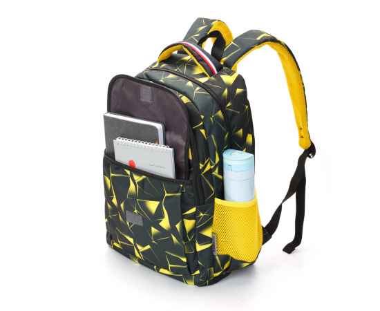 Рюкзак TORBER CLASS X, черно-желтый с орнаментом, полиэстер, 45 x 30 x 18 см + Пенал в подарок!, изображение 4