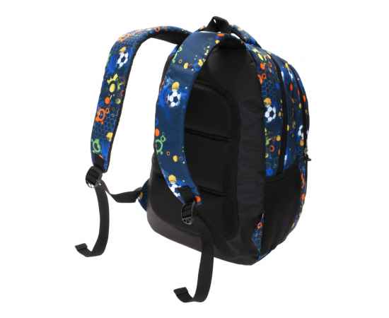 Рюкзак TORBER CLASS X, черно-синий с рисунком 'Мячики', полиэстер, 45 x 32 x 16 см + Пенал в подарок, изображение 3