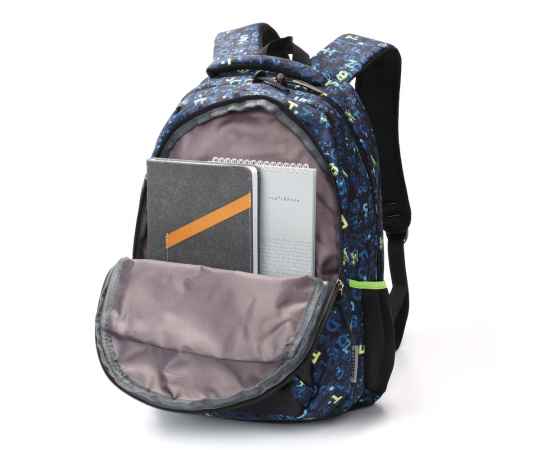 Рюкзак TORBER CLASS X, темно-синий с рисунком 'Буквы', полиэстер, 45 x 32 x 16 см + Пенал в подарок!, изображение 5