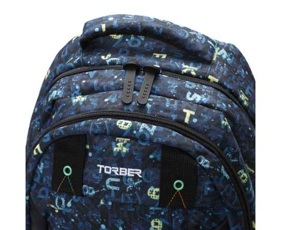 Рюкзак TORBER CLASS X, темно-синий с рисунком 'Буквы', полиэстер, 45 x 32 x 16 см + Пенал в подарок!, изображение 6