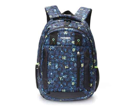 Рюкзак TORBER CLASS X, темно-синий с рисунком 'Буквы', полиэстер, 45 x 32 x 16 см + Пенал в подарок!, изображение 7