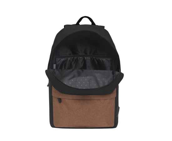 Рюкзак TORBER GRAFFI, черный с карманом коричневого цвета, полиэстер меланж, 42 х 29 x 19 см, изображение 6