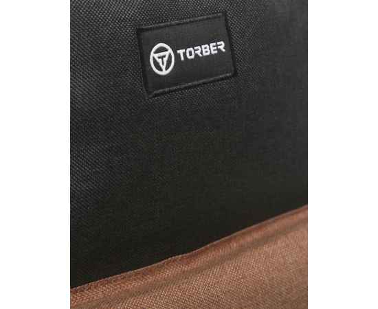 Рюкзак TORBER GRAFFI, черный с карманом коричневого цвета, полиэстер меланж, 42 х 29 x 19 см, изображение 7